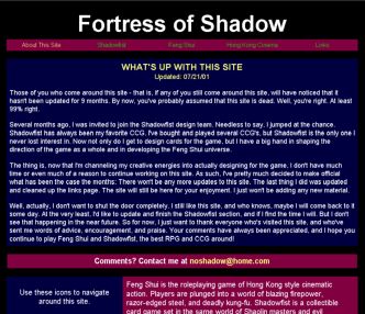 Fortress of Shadow web site, 2 December 2001